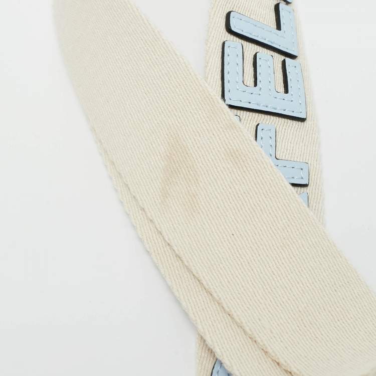 Pre Owned Karl Lagerfeld Light Blue/White Leather K/Circle Camera Crossbody Bag