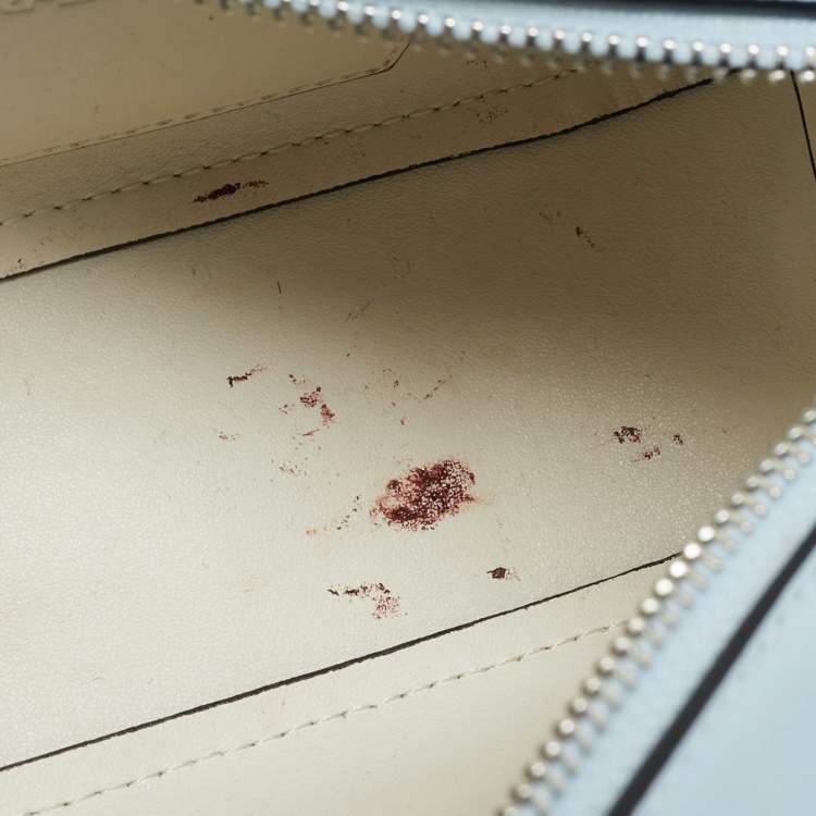 Pre Owned Karl Lagerfeld Light Blue/White Leather K/Circle Camera Crossbody Bag