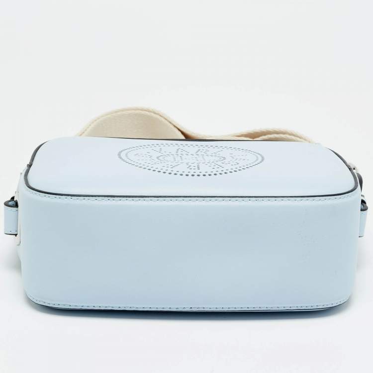 Pre Owned Karl Lagerfeld Light Blue/White Leather K/Circle Camera Crossbody Bag