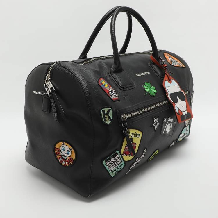 مملوكة مسبقًا حقيبة كارل لاغرفيلد دوفل رقع PVC سوداء