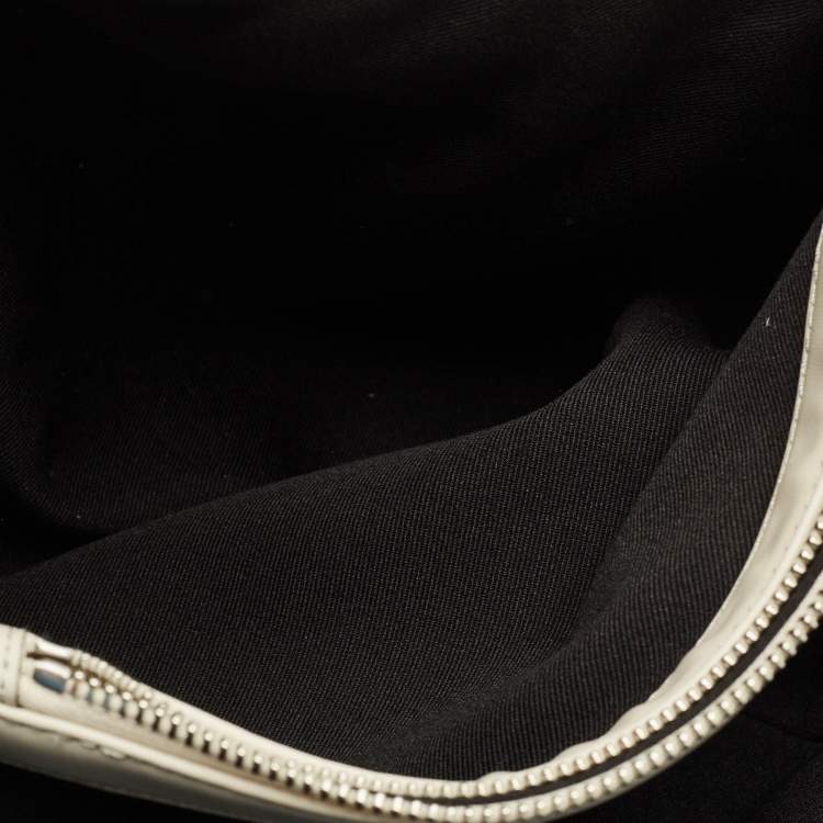 Pre Owned Karl Lagerfeld K/Kuilted Large Blue Denim Jacquard Flap Shoulder Bag