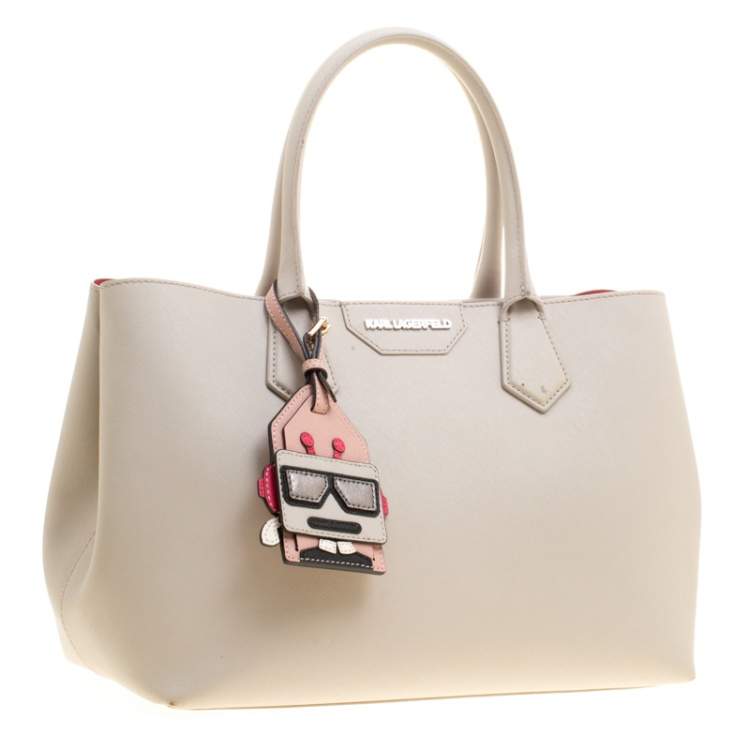 Pre Owned Karl Lagerfeld Grey Textured Leather Tote