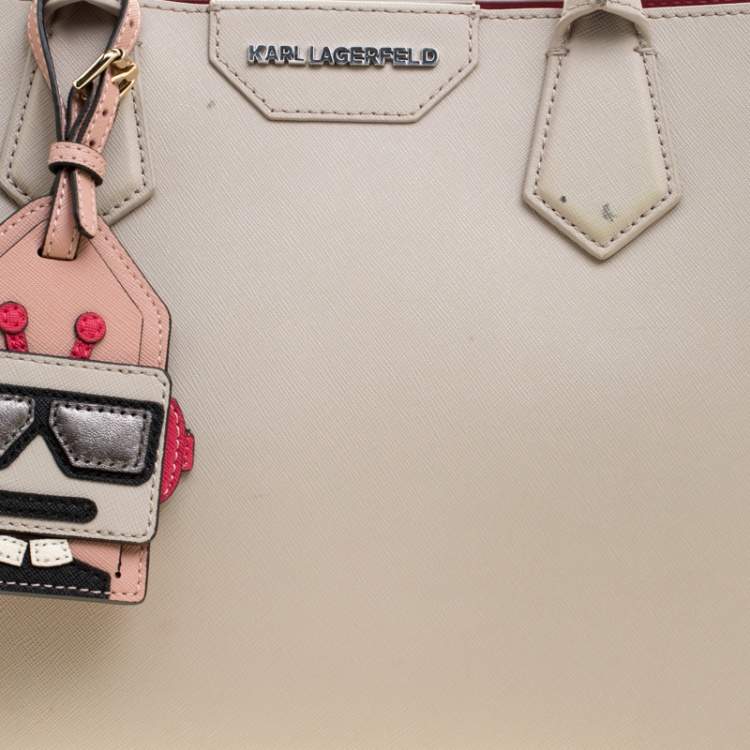 Pre Owned Karl Lagerfeld Grey Textured Leather Tote