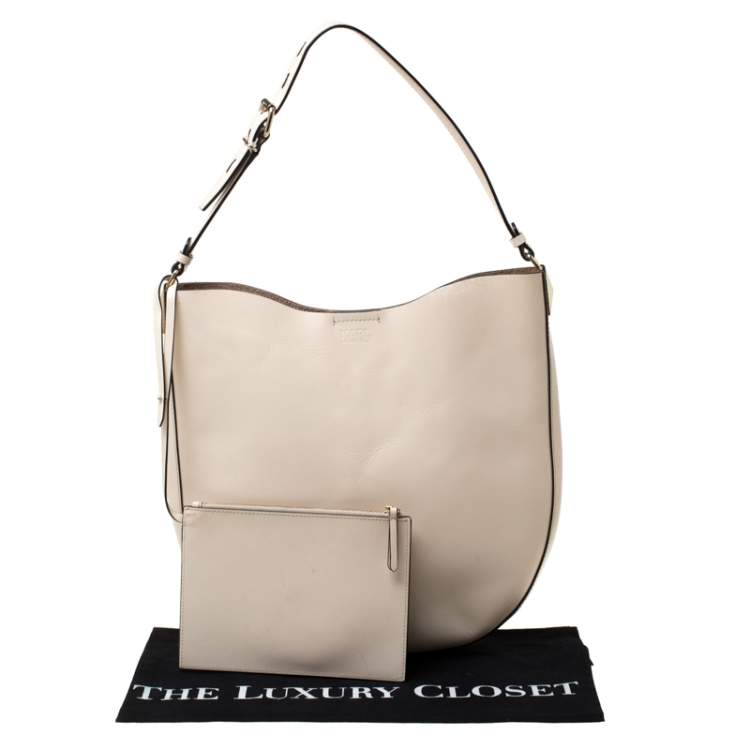 Pre Owned Karl Lagerfeld Cream Leather K/Karry-All Hobo