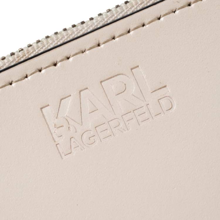 Pre Owned Karl Lagerfeld Cream Leather K/Karry-All Hobo