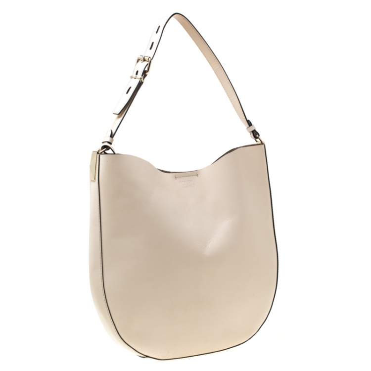 Pre Owned Karl Lagerfeld Cream Leather K/Karry-All Hobo