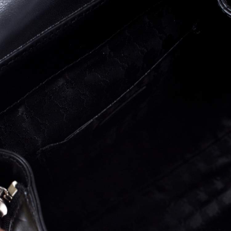 Pre Owned Karl Lagerfeld Black Leather Small K/Kuilted Studs Top Handle Bag