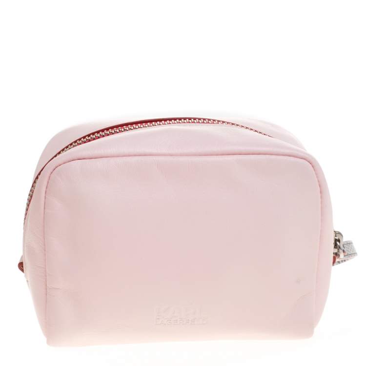 Karl Lagerfeld Pink Leather Wristlet Pouch