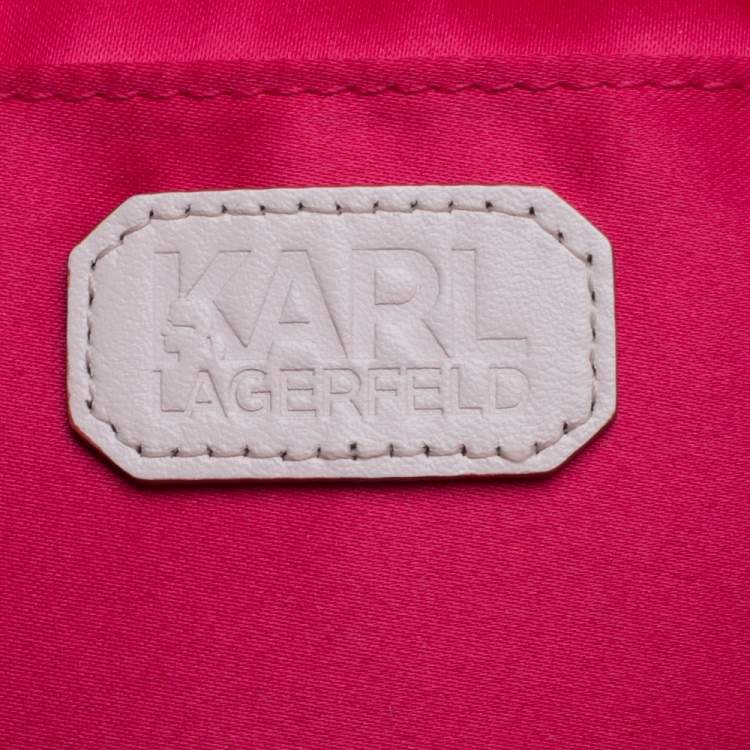 Pre Owned Karl Lagerfeld Pink Leather Wristlet Pouch