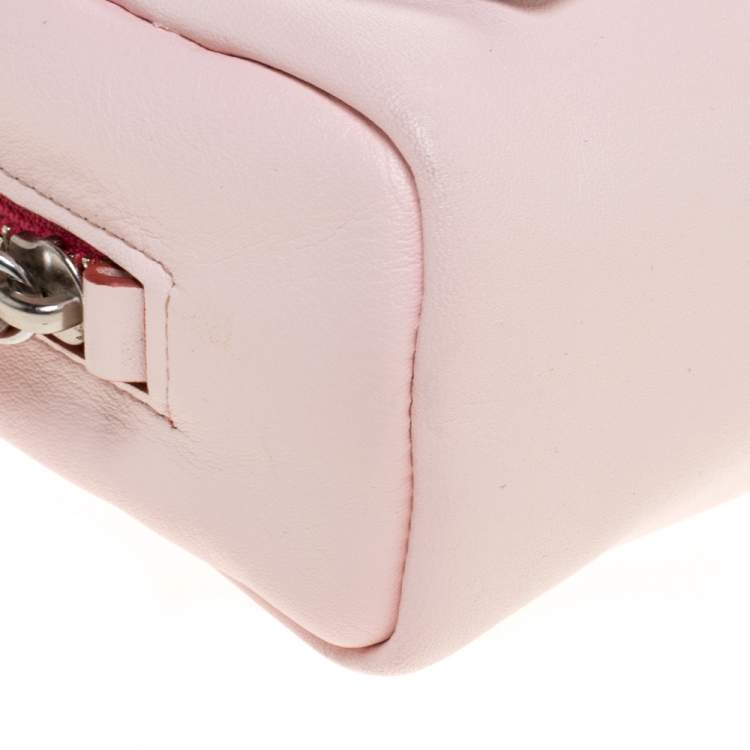 Pre Owned Karl Lagerfeld Pink Leather Wristlet Pouch