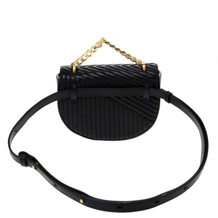 Pre Owned Karl Lagerfeld Black Quilted Leather Belt Bag
