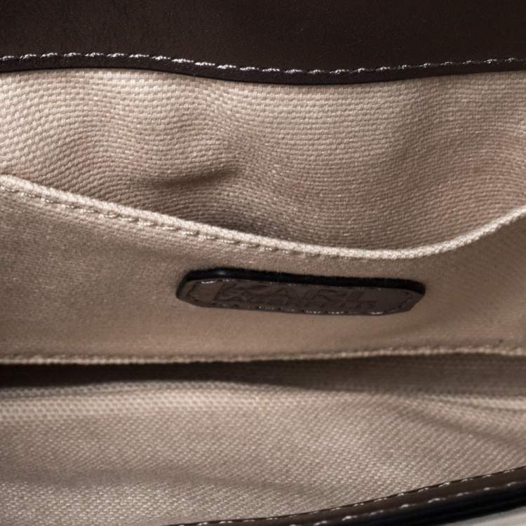 Pre Owned Karl Lagerfeld Metallic Leather and Suede Flap Shoulder Bag