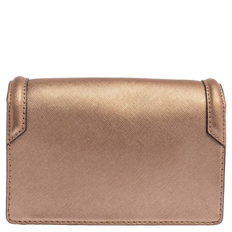 Pre Owned Karl Lagerfeld Metallic Rose Gold Leather Mini K/Klassic Crossbody Bag