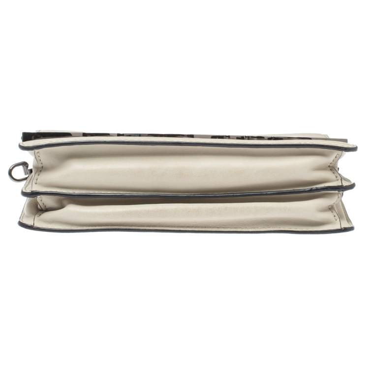 Pre Owned Karl Lagerfeld Beige Leather K/Signature Crossbody Bag