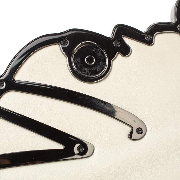 Pre Owned Karl Lagerfeld Beige Leather K/Signature Crossbody Bag