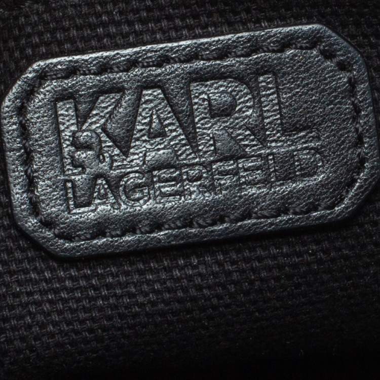 Pre Owned Karl Lagerfeld Black Leather K/Signature Crossbody Bag