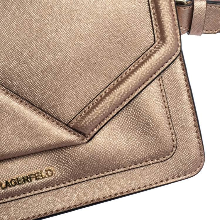 مملوكة مسبقًا Karl Lagerfeld Metallic Rose Gold Leather K/Klassik Shoulder Bag