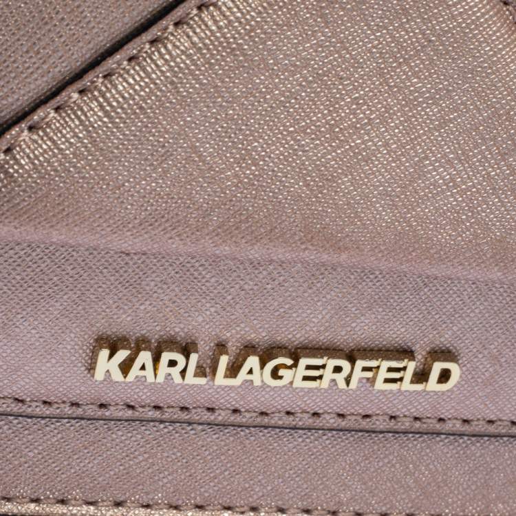 مملوكة مسبقًا Karl Lagerfeld Metallic Rose Gold Leather K/Klassik Shoulder Bag