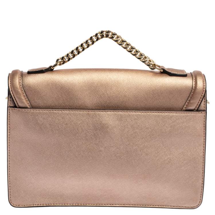 مملوكة مسبقًا Karl Lagerfeld Metallic Rose Gold Leather K/Klassik Shoulder Bag