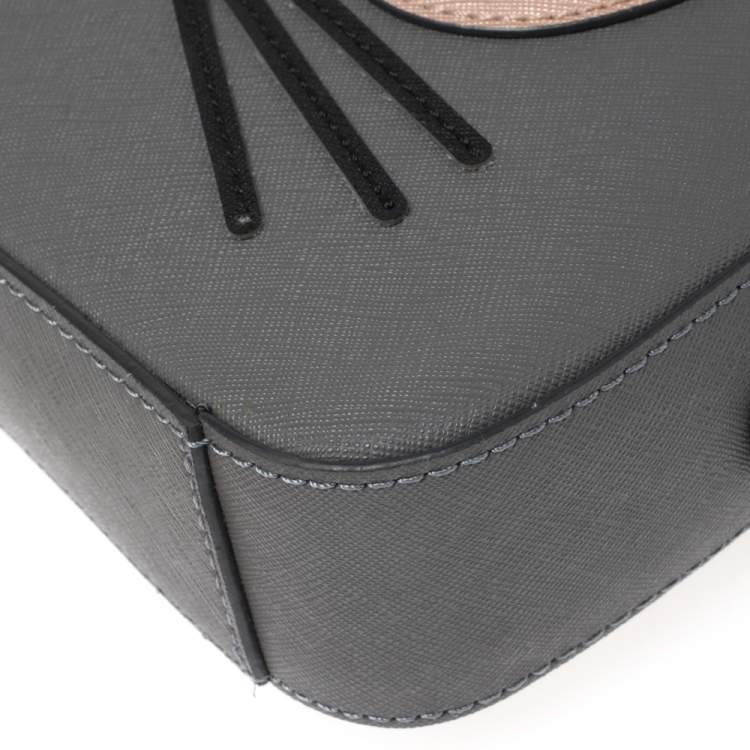 Pre Owned Karl Lagerfeld Grey Leather Maybelle Choupette Crossbody Bag