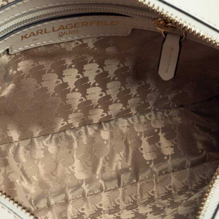 Pre Owned Karl Lagerfeld White Leather Maybelle Choupette Crossbody Bag             