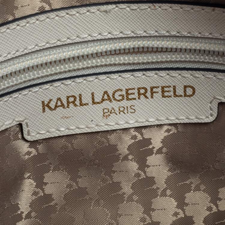 Pre Owned Karl Lagerfeld White Leather Maybelle Choupette Crossbody Bag             