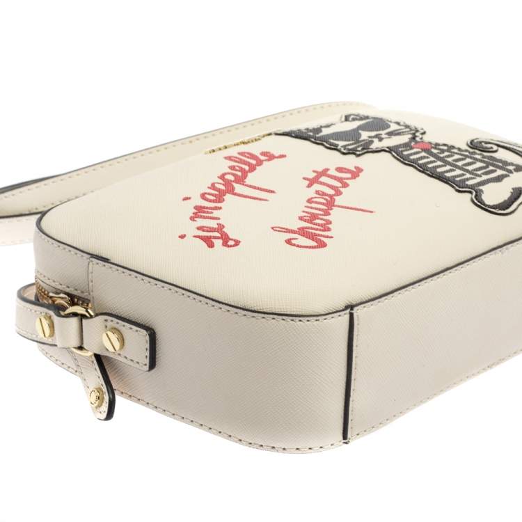 Pre Owned Karl Lagerfeld White Leather Maybelle Choupette Crossbody Bag             