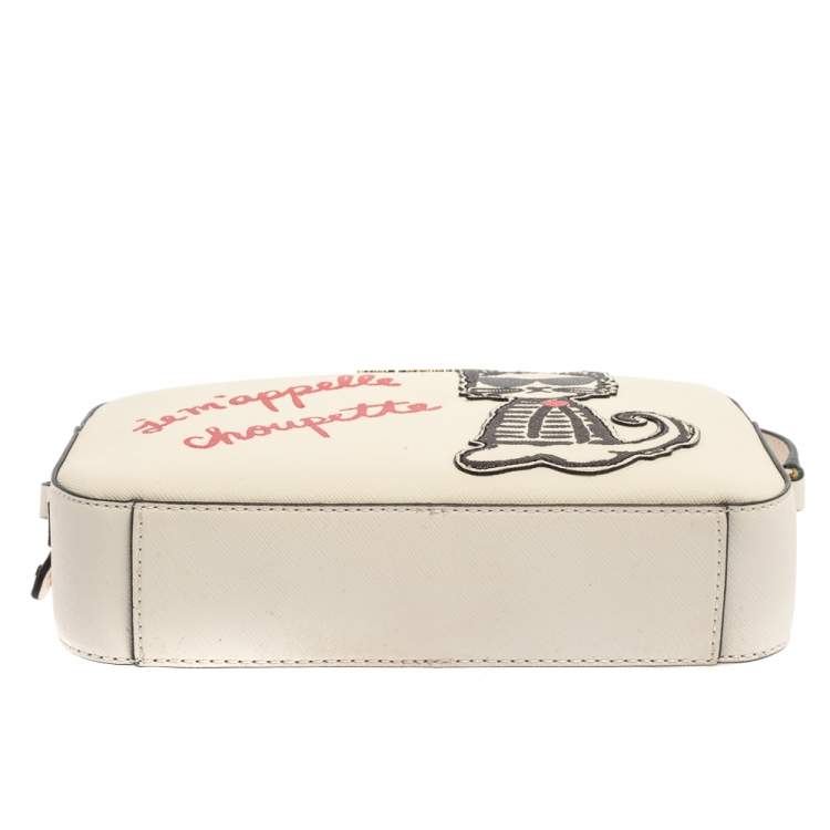 Pre Owned Karl Lagerfeld White Leather Maybelle Choupette Crossbody Bag             
