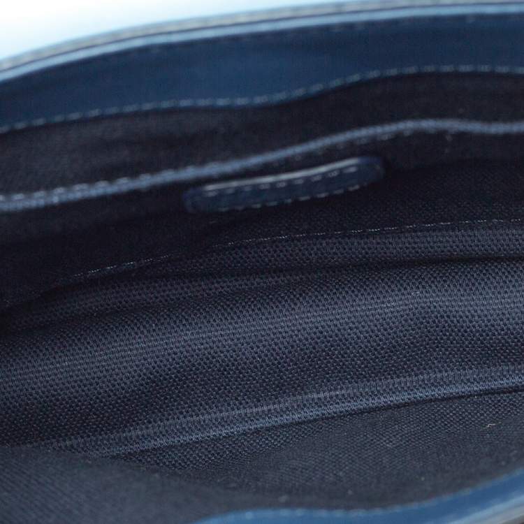 Pre Owned Karl Lagerfeld Blue/Yellow Leather K/Klassik Zigzag Shoulder Bag