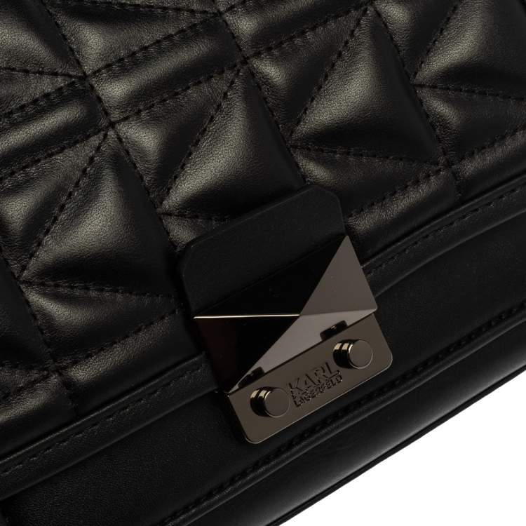 Pre Owned Karl Lagerfeld Black Quilted Leather Shoulder Bag