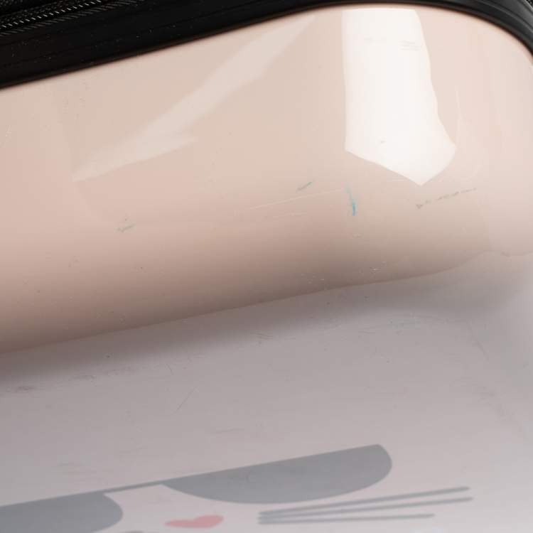 Pre Owned Karl Lagerfeld Light Pink Plastic Kat Expandable 4 Wheel Luggage