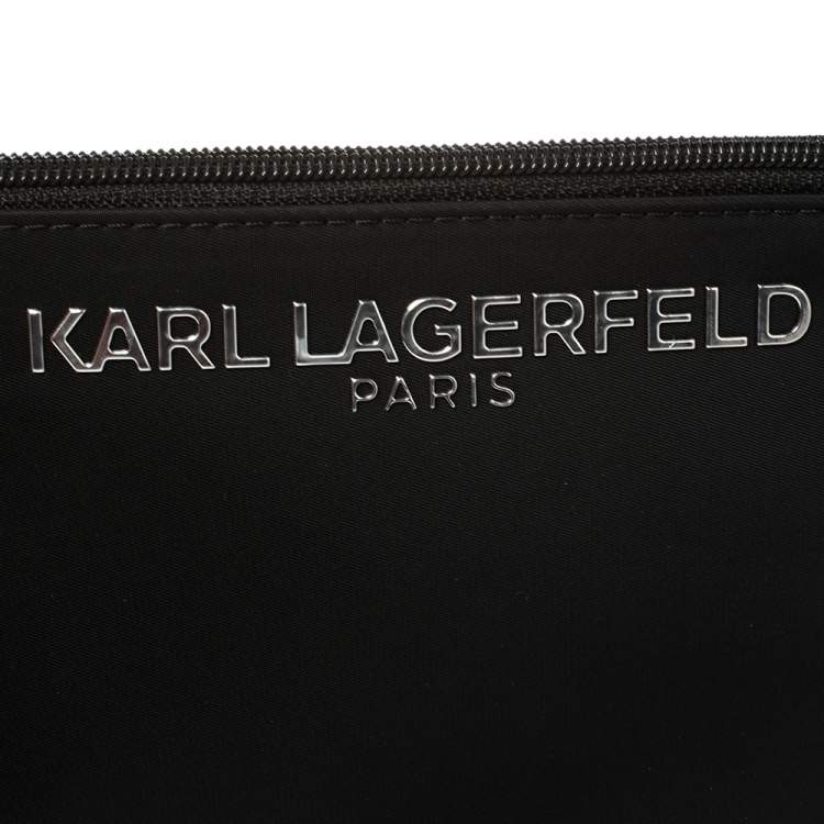 Pre Owned Karl Lagerfeld Black PVC and Leather Clear Swim Tote