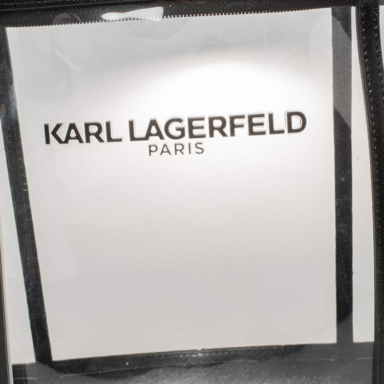 Pre Owned Karl Lagerfeld Black PVC and Leather Clear Swim Tote