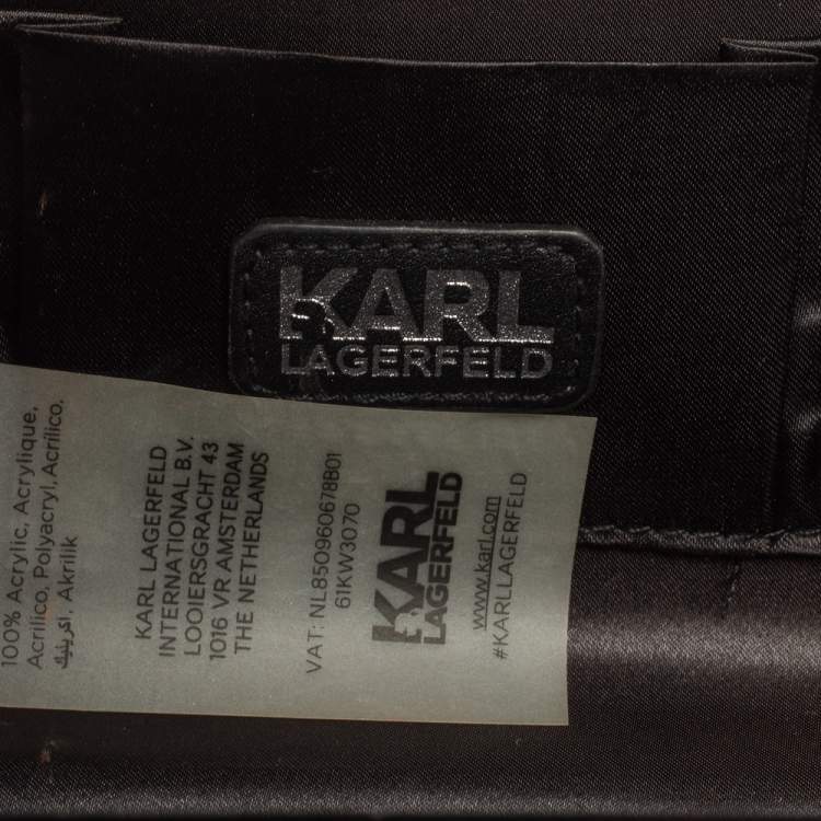 Pre Owned Karl Lagerfeld Black/Silver Glitter Acrylic Choupette Minaudiere Chain Box Clutch