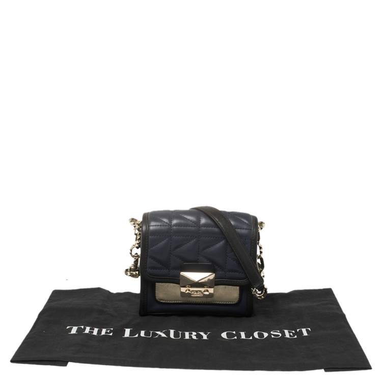 Pre Owned Karl Lagerfeld Navy Blue/Black Leather K/Kuilted Crossbody Bag