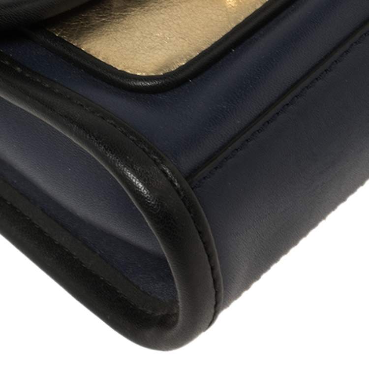 Pre Owned Karl Lagerfeld Navy Blue/Black Leather K/Kuilted Crossbody Bag
