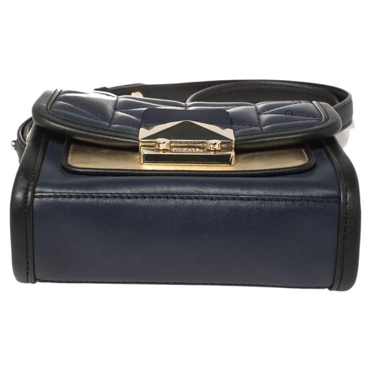 Pre Owned Karl Lagerfeld Navy Blue/Black Leather K/Kuilted Crossbody Bag