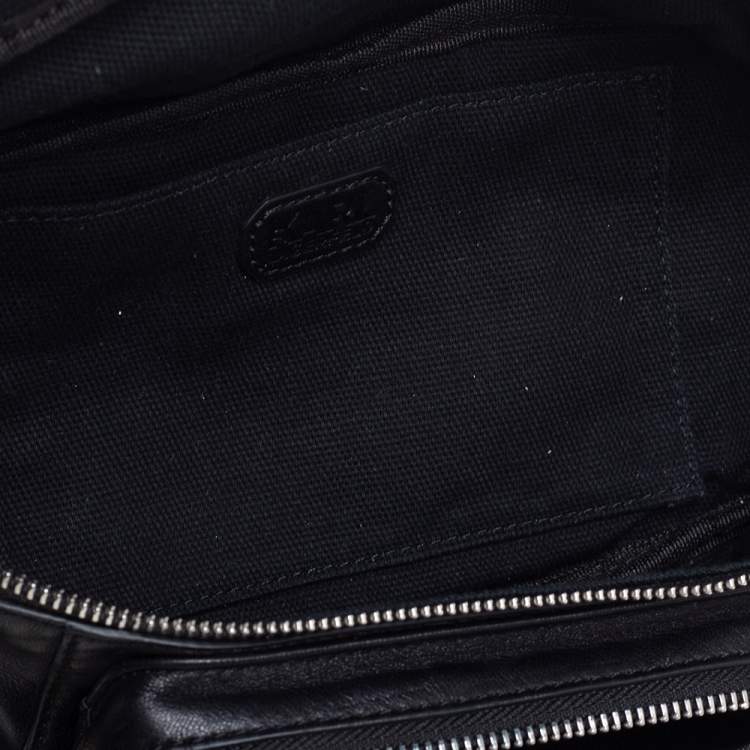 Pre Owned Karl Lagerfeld Black Leather Karlifornia Belt Bag