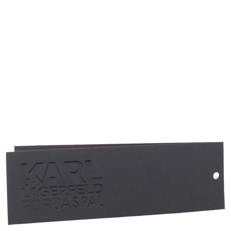 Pre Owned Karl Lagerfeld Black Glitter Acrylic Tres Karl Chain Box Clutch