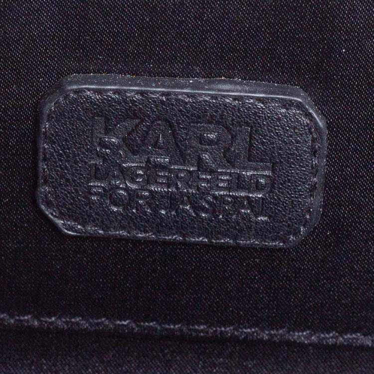 Pre Owned Karl Lagerfeld Black Glitter Acrylic Tres Karl Chain Box Clutch