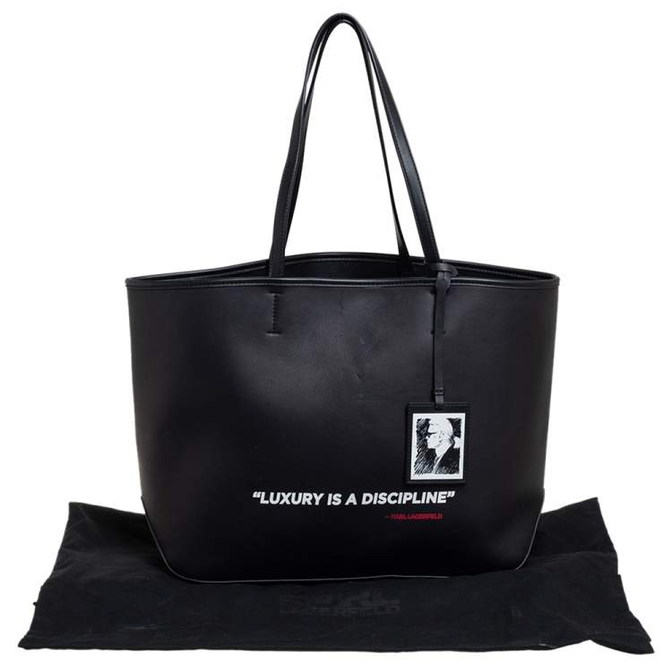 Pre Owned Karl Lagerfeld Black Leather Karl Legend Tote