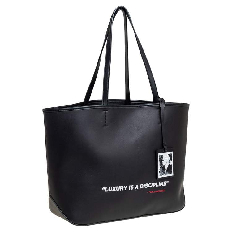 Pre Owned Karl Lagerfeld Black Leather Karl Legend Tote