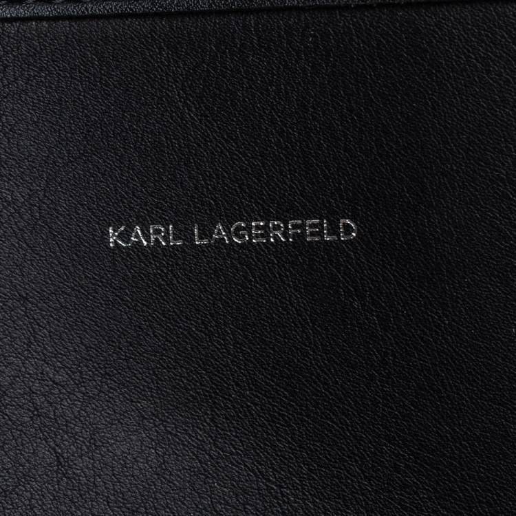 Pre Owned Karl Lagerfeld Black Leather Karl Legend Tote
