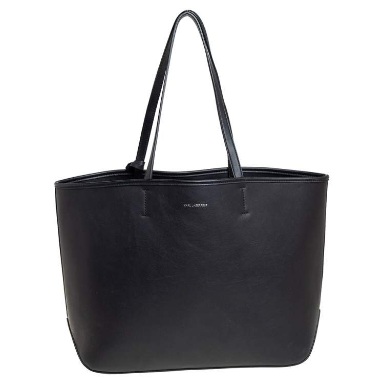 Pre Owned Karl Lagerfeld Black Leather Karl Legend Tote