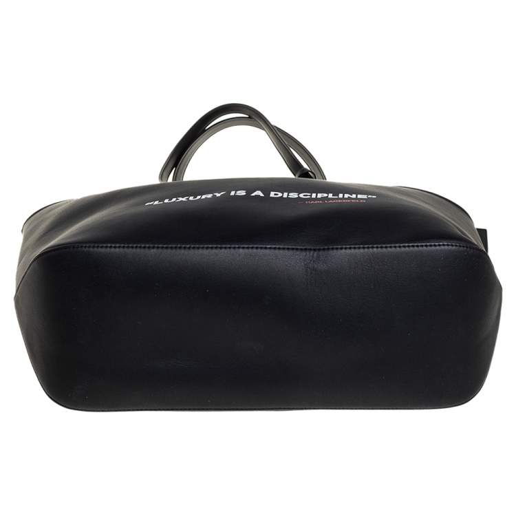 Pre Owned Karl Lagerfeld Black Leather Karl Legend Tote