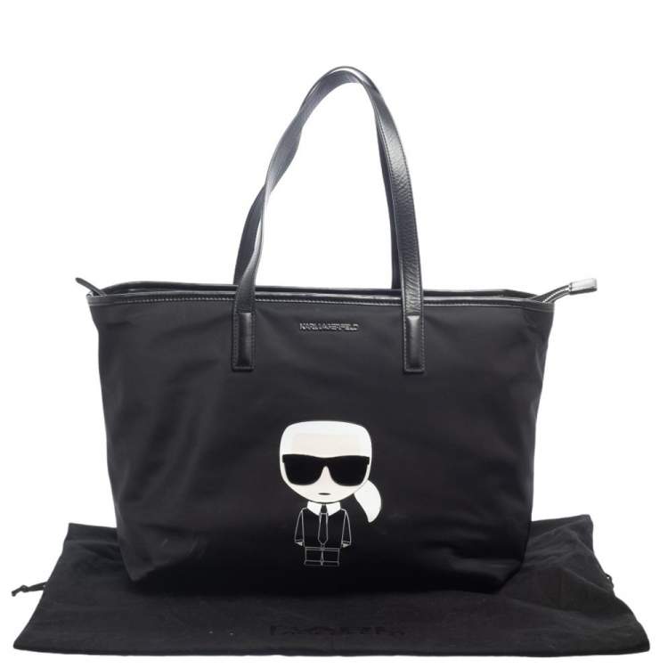 Pre Owned Karl Lagerfeld Black Nylon K Ikonik Tote