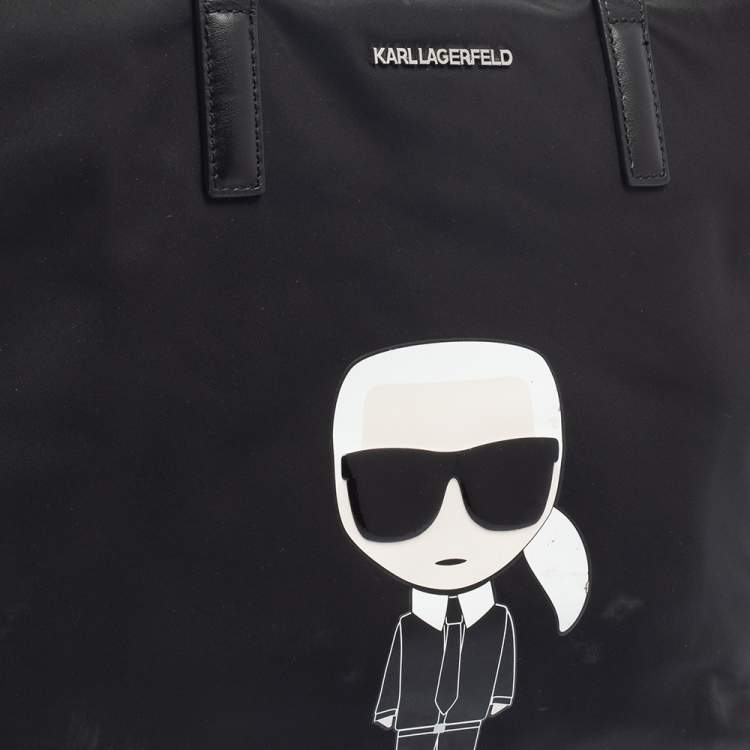 Pre Owned Karl Lagerfeld Black Nylon K Ikonik Tote