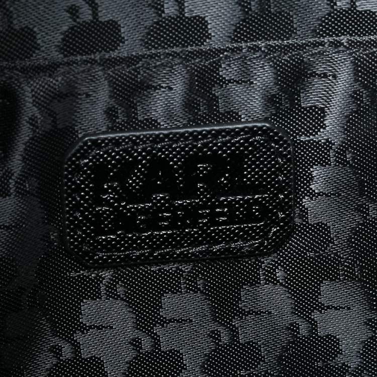 Pre Owned Karl Lagerfeld Black Leather Ikonik Top Zip Clutch