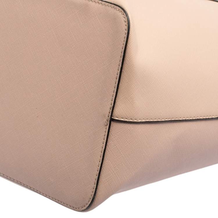 Pre Owned Karl Lagerfeld Salmon Pink/Black Coated Canvas and Leather Team Karl Tote