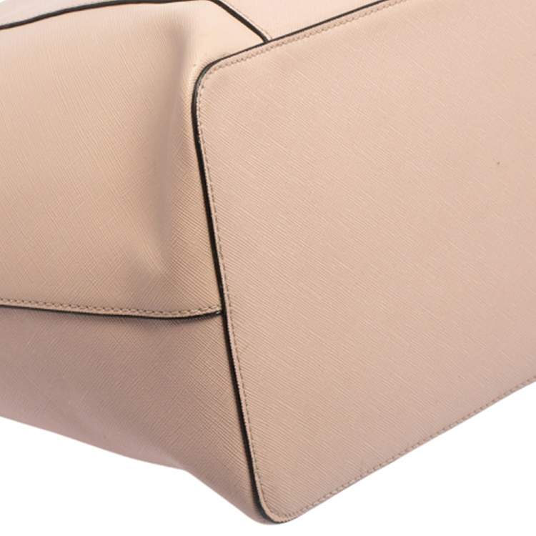 Pre Owned Karl Lagerfeld Salmon Pink/Black Coated Canvas and Leather Team Karl Tote